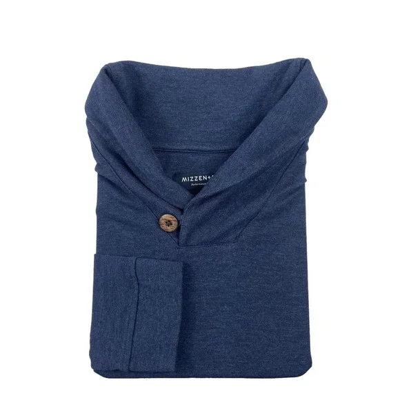 Mizzen+Main Sweaters Mizzen Main Blue Performance Shawl Neck